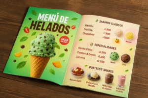 Carta / Menu para restaurantes diseño grafico, diseño gastronomico Chile