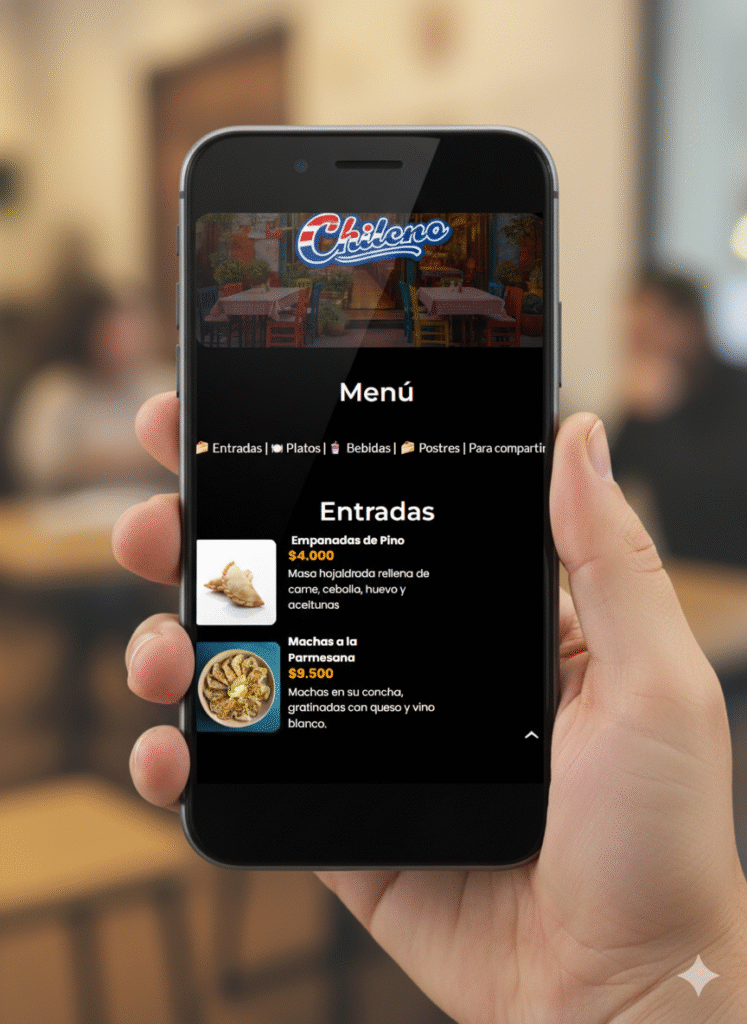 Carta/menu Digital para restaurante y cafeterias